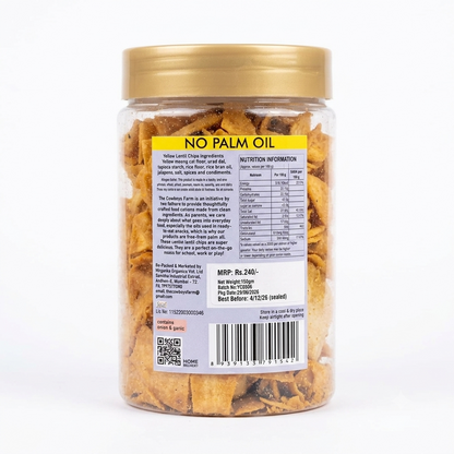 Chips | Yellow Lentil Chips – Made with Lentils, No Artificial Preservatives,No Added Preservatives – The Cowboys Farm – 150gm