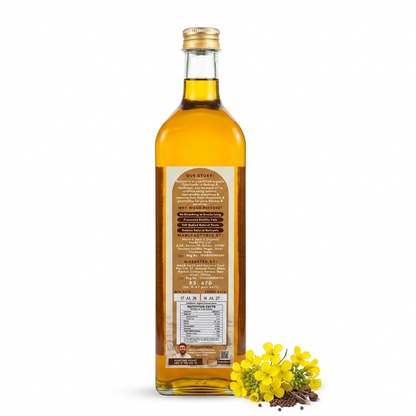 Yellow Mustard Oil (Wood Pressed) - Extra Virgin Oil - Made With Organic Mustard Seed -No Bleaching or Deodorizing, Preserves Healthy Fats-No Chemical Fertilizers or Synthetic Pesticide-Nature&