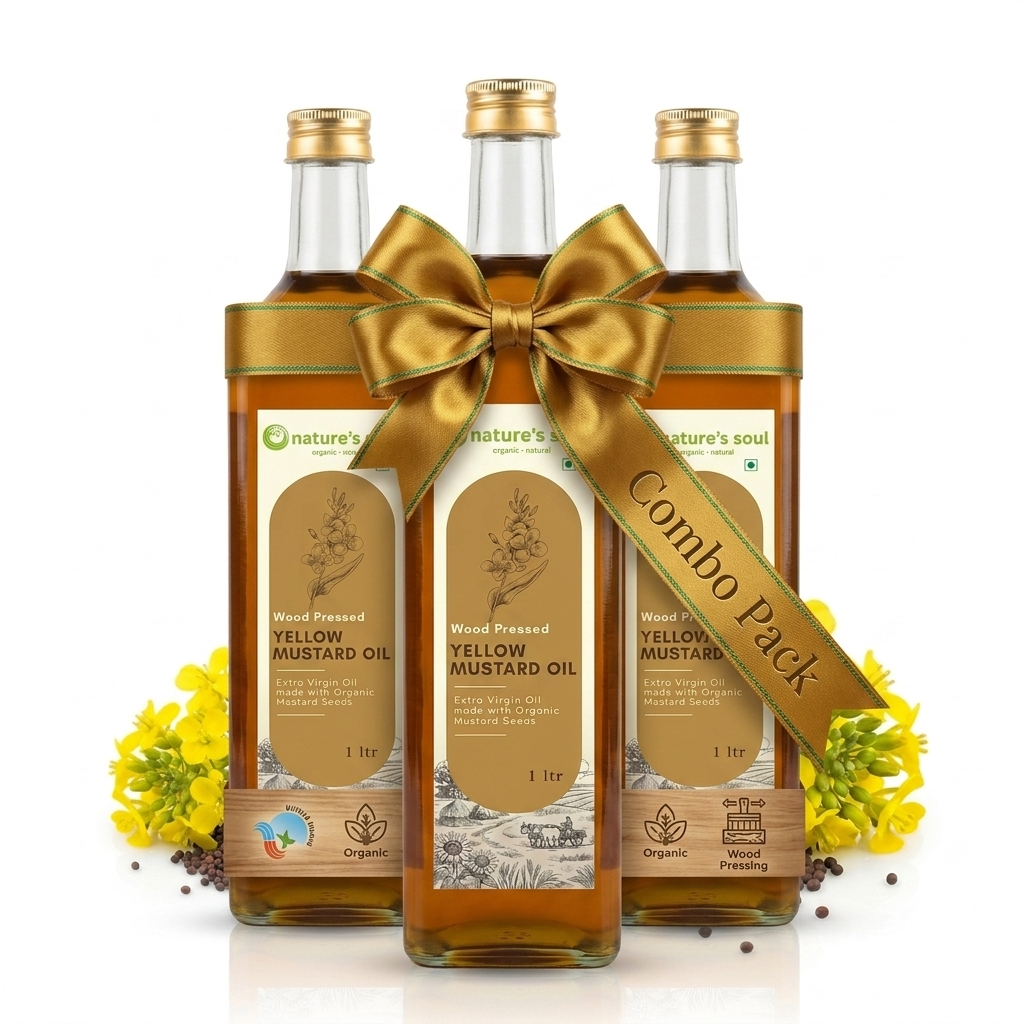Yellow Mustard Oil (Wood Pressed) - Extra Virgin Oil - Made With Organic Mustard Seed -No Bleaching or Deodorizing, Preserves Healthy Fats-No Chemical Fertilizers or Synthetic Pesticide-Nature&