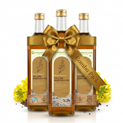 Yellow Mustard Oil (Wood Pressed) - Extra Virgin Oil - Made With Organic Mustard Seed -No Bleaching or Deodorizing, Preserves Healthy Fats-No Chemical Fertilizers or Synthetic Pesticide-Nature&