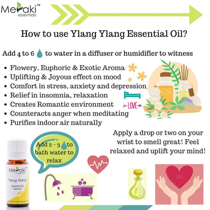 Ylang Ylang Oil (Cananga Odorata) - Natural - Indian - Meraki Essentials - 10ml