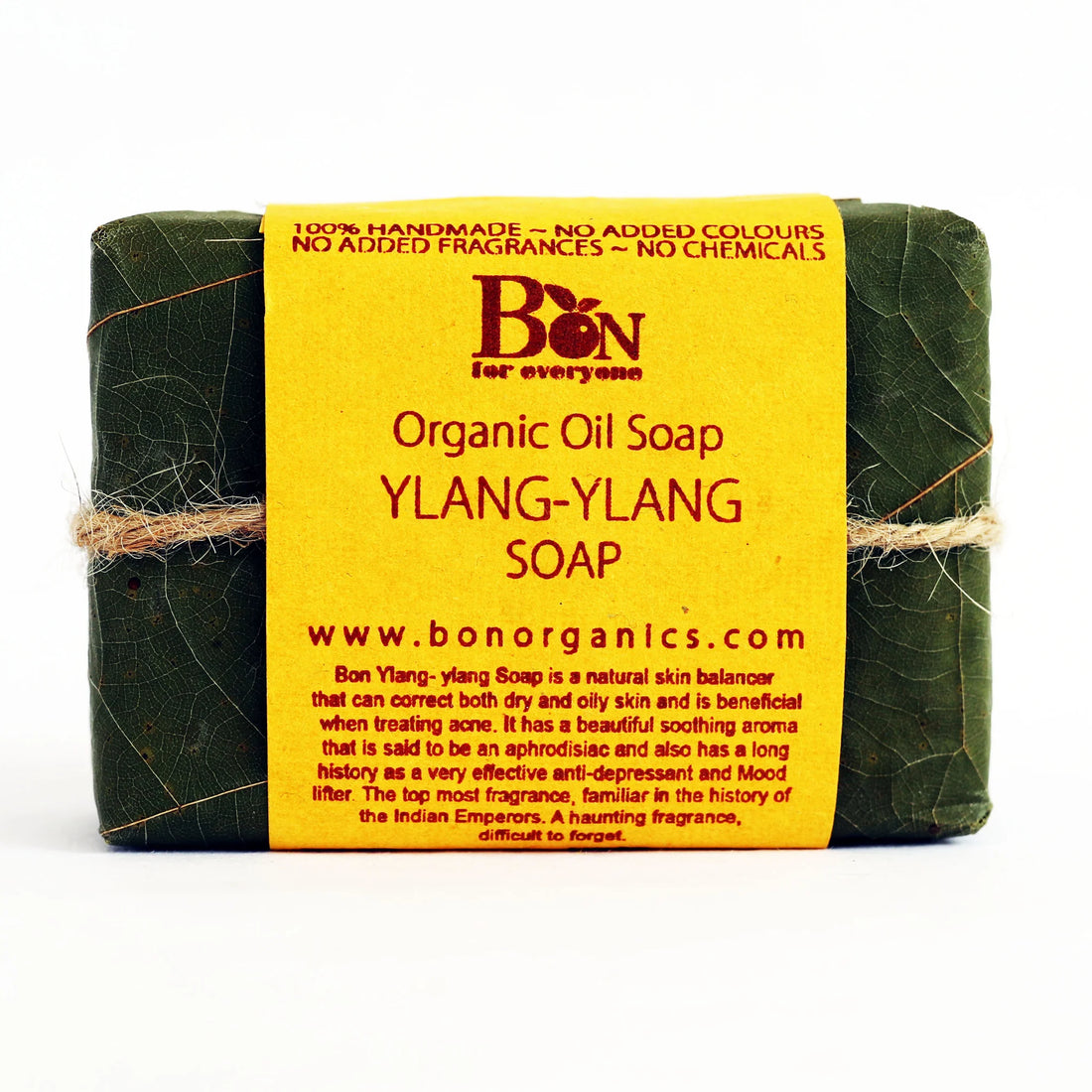 Soap | Ylang Ylang - Oil Soap - USDA Organic - Handmade - No Added Colors, No Added Fragrances & No Chemical - Bon Organic - 100gm
