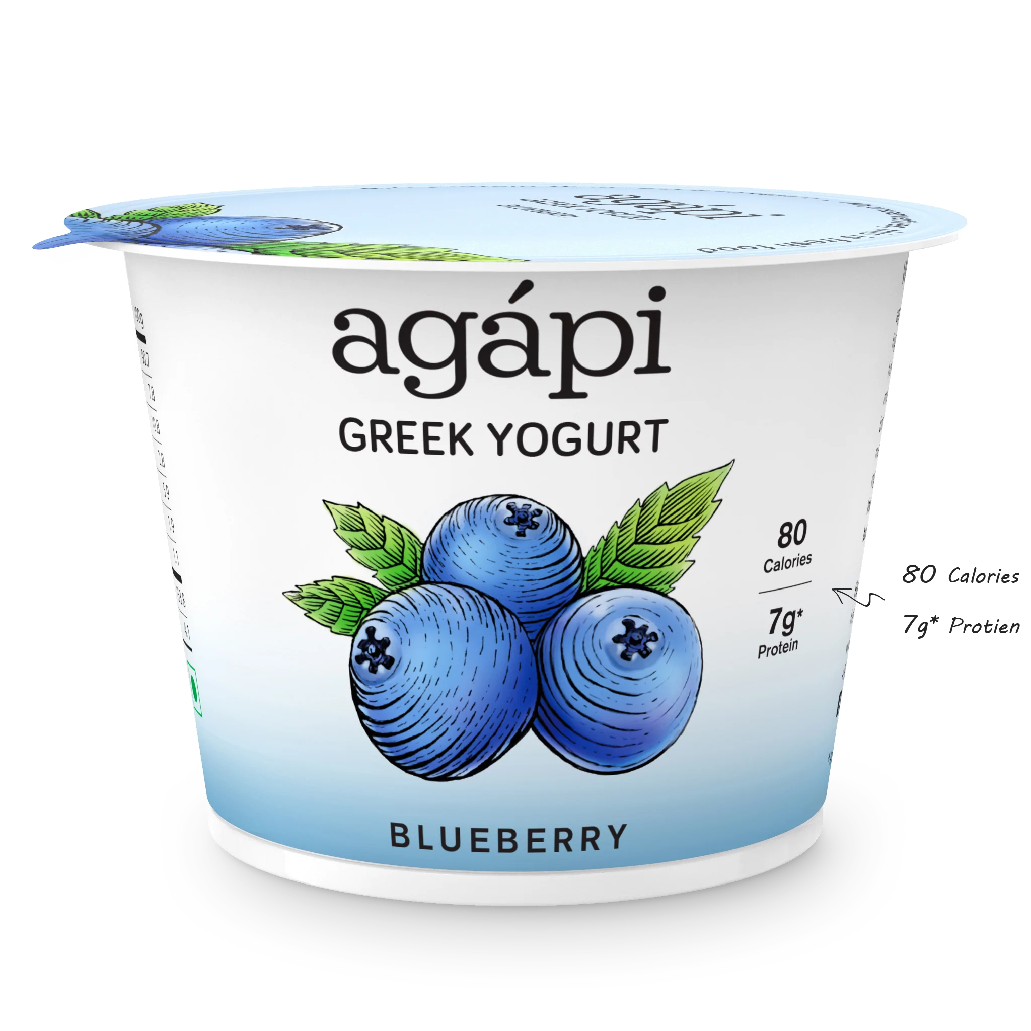 Yogurt | Blueberry Greek  - High In Protein, Lowest Added Sugar, No Preservatives, No Colors &amp; No Artificial Ingredients - Agapi - 90gm