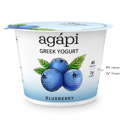 Yogurt | Blueberry Greek  - High In Protein, Lowest Added Sugar, No Preservatives, No Colors &amp; No Artificial Ingredients - Agapi - 90gm