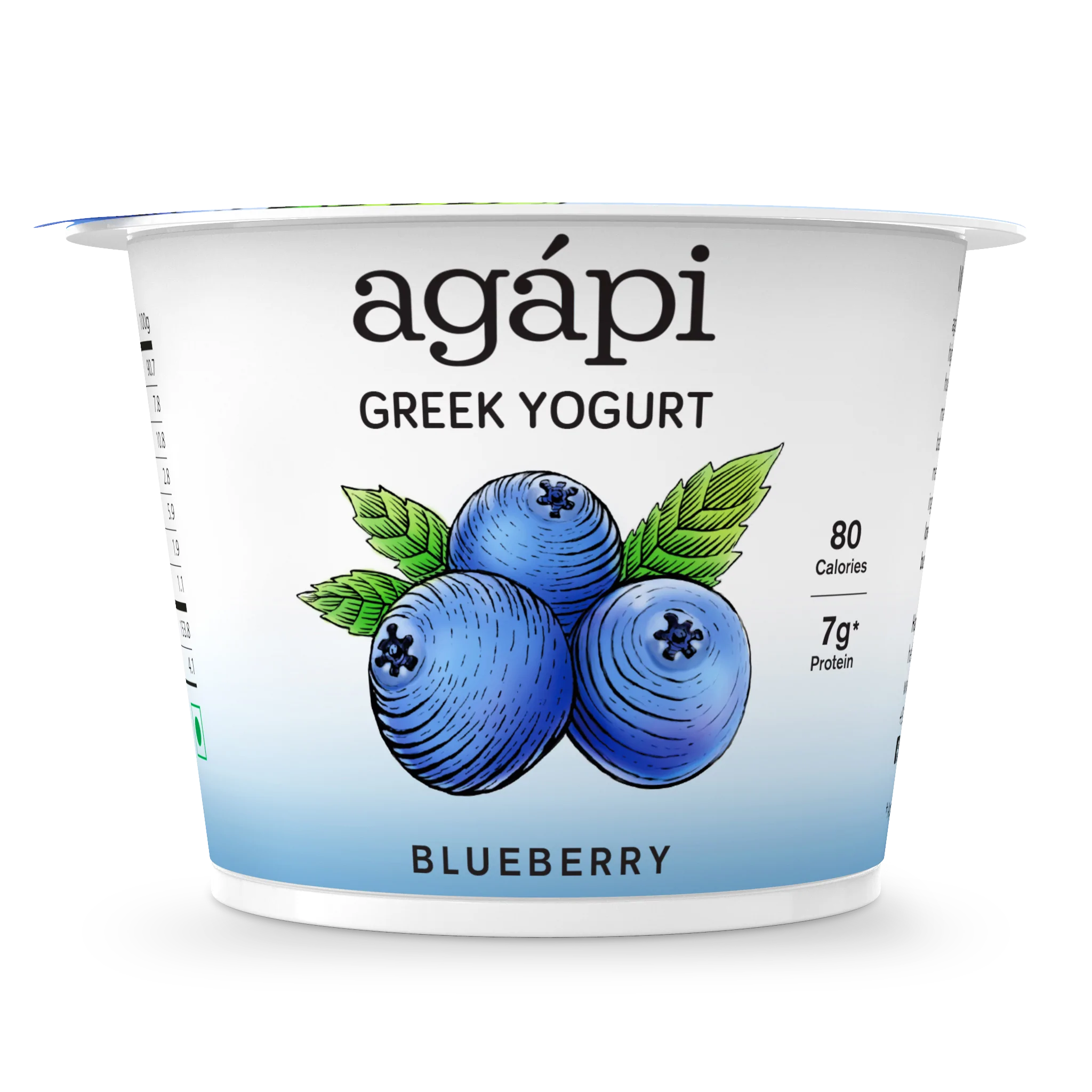Yogurt | Blueberry Greek  - High In Protein, Lowest Added Sugar, No Preservatives, No Colors &amp; No Artificial Ingredients - Agapi - 90gm