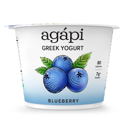 Yogurt | Blueberry Greek  - High In Protein, Lowest Added Sugar, No Preservatives, No Colors &amp; No Artificial Ingredients - Agapi - 90gm