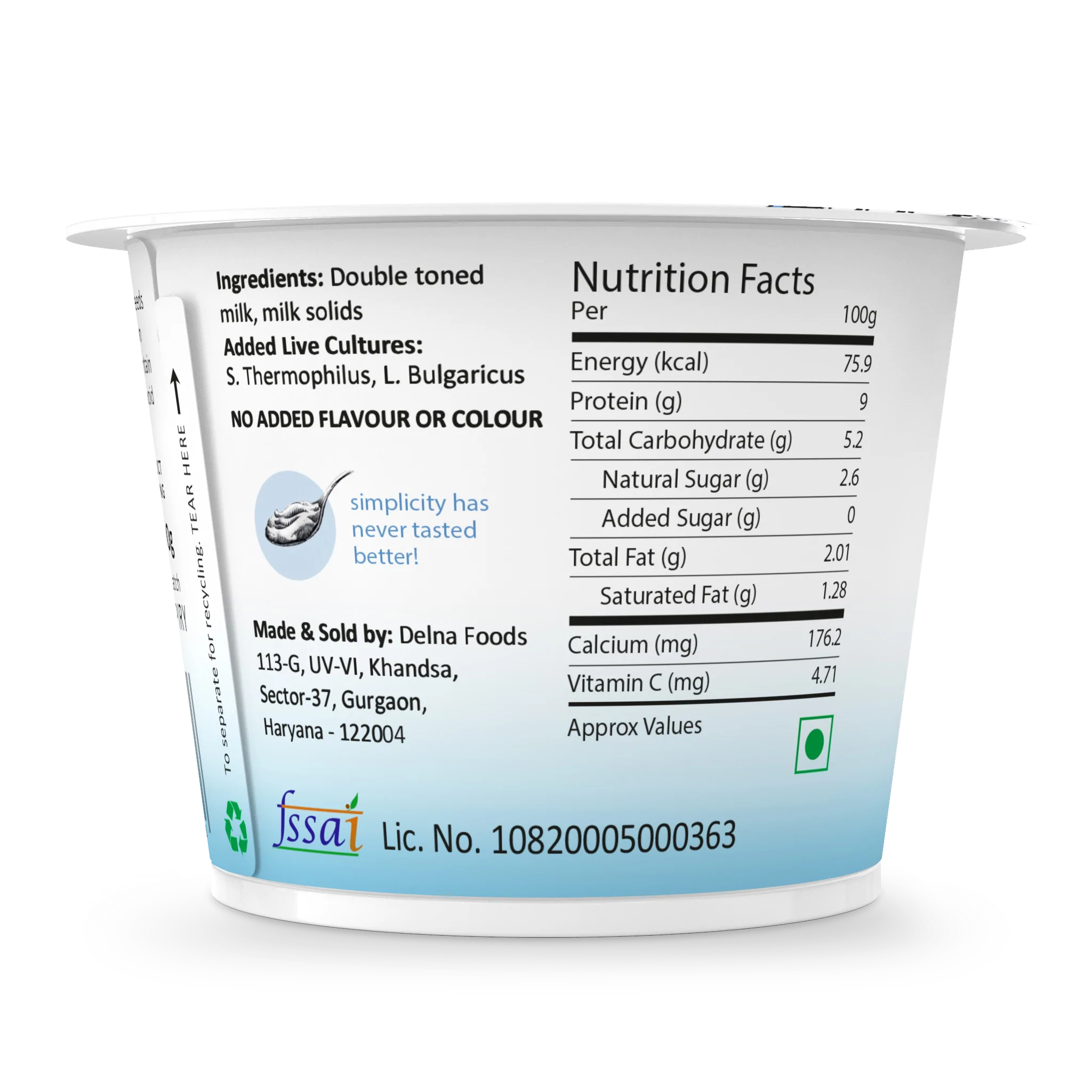 Yogurt | Greek - Natural -  High In Protein, Lowest Added Sugar &amp; No Preservatives - Agapi - 90gm