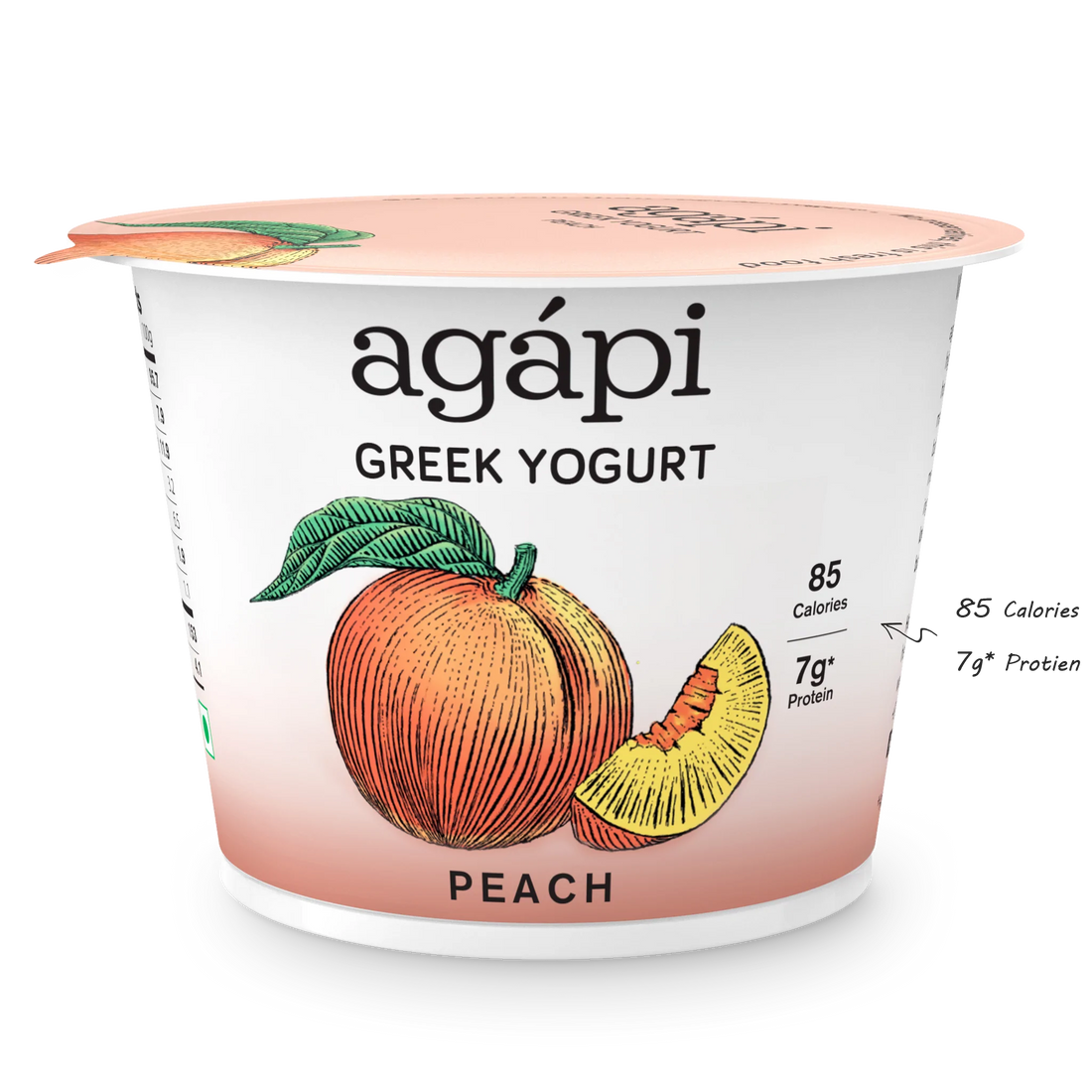 Yogurt | Peach Greek – High In Protein, Lowest Added Sugar, No Preservatives, No Colors &amp; No Artificial Ingredients – Agapi – 90gm