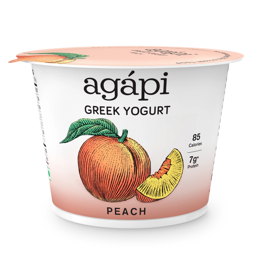 Yogurt | Peach Greek – High In Protein, Lowest Added Sugar, No Preservatives, No Colors & No Artificial Ingredients – Agapi – 90gm