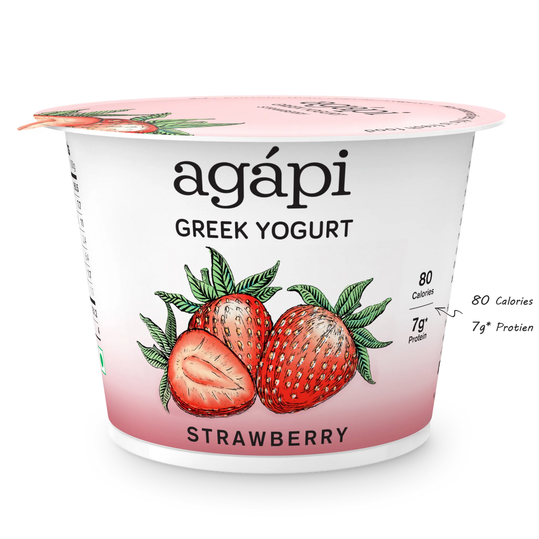 Yogurt | Strawberry Greek – High In Protein, Lowest Added Sugar, No Preservatives, No Colors &amp; No Artificial Ingredients – Agapi – 90gm