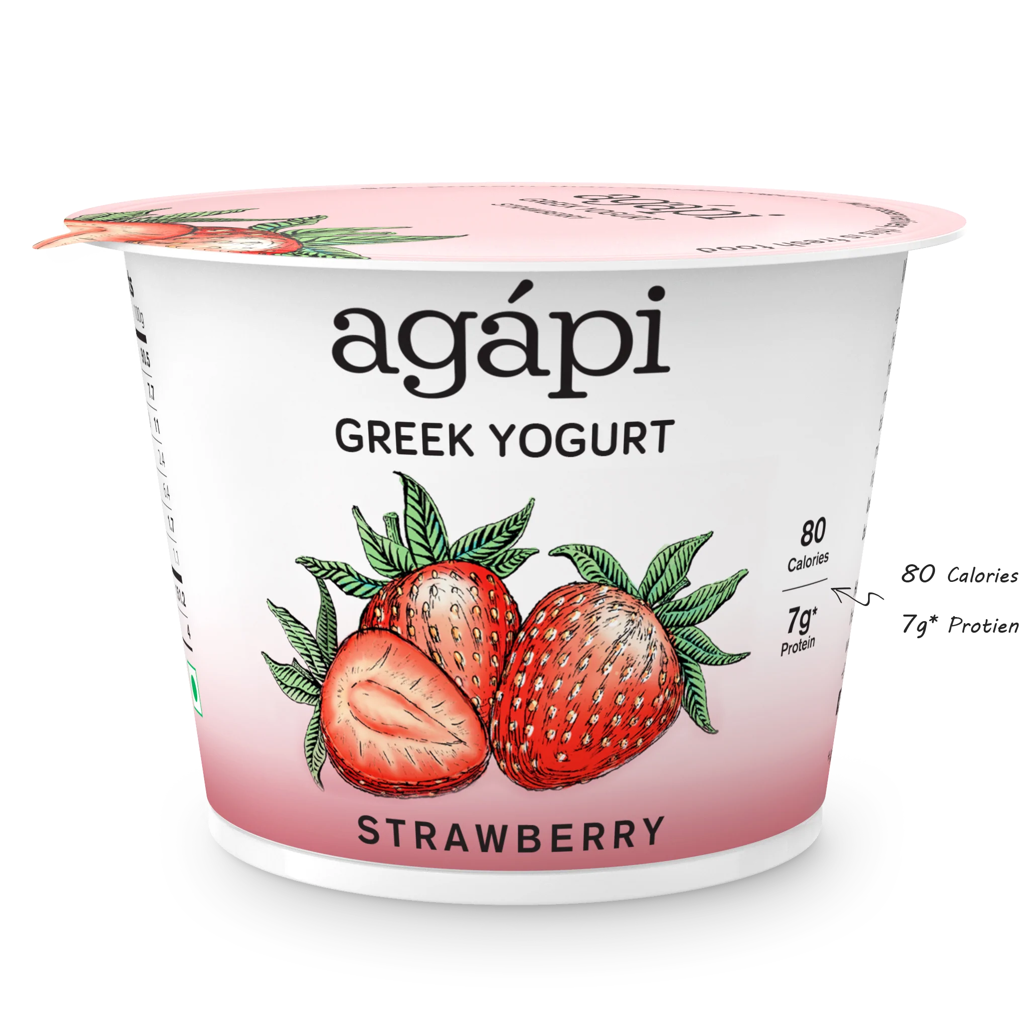 Yogurt | Strawberry Greek – High In Protein, Lowest Added Sugar, No Preservatives, No Colors &amp; No Artificial Ingredients – Agapi – 90gm