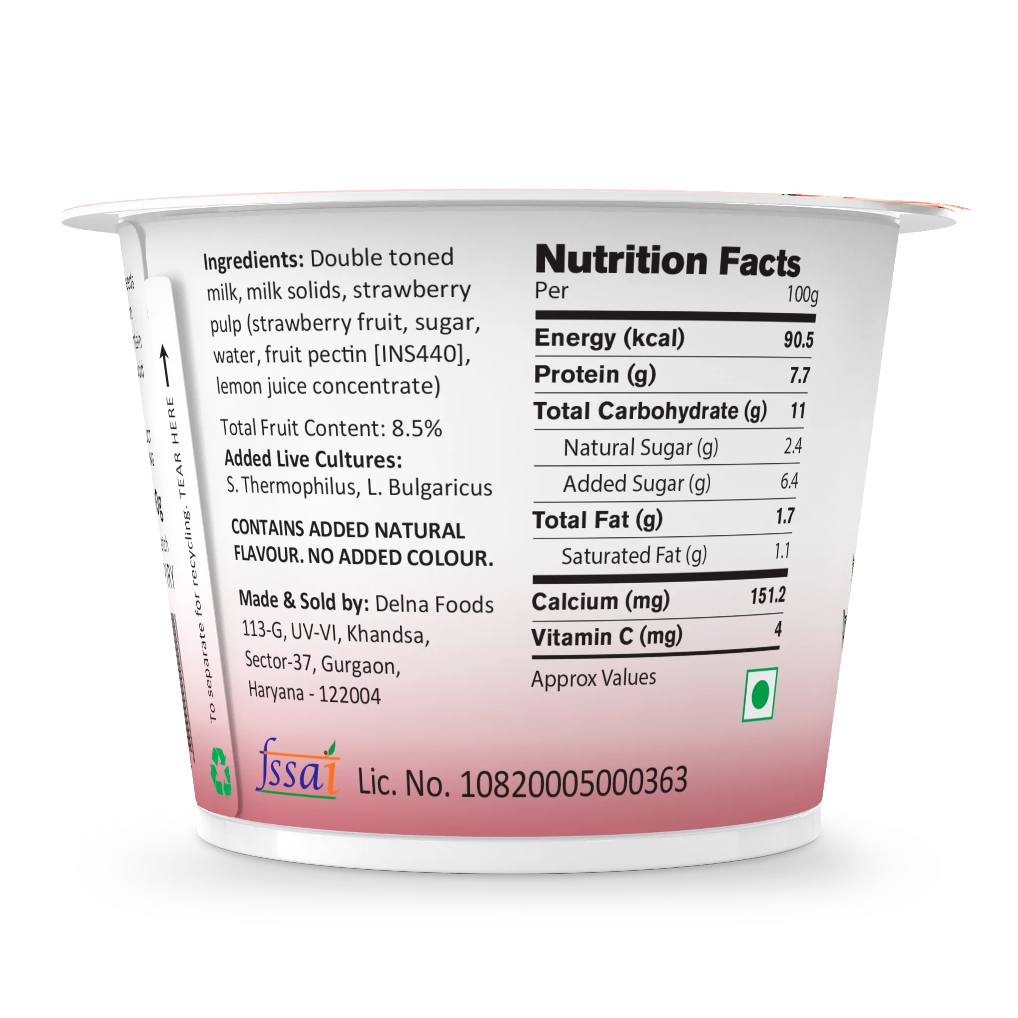 Yogurt | Strawberry Greek – High In Protein, Lowest Added Sugar, No Preservatives, No Colors &amp; No Artificial Ingredients – Agapi – 90gm