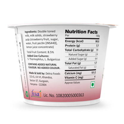 Yogurt | Strawberry Greek – High In Protein, Lowest Added Sugar, No Preservatives, No Colors &amp; No Artificial Ingredients – Agapi – 90gm
