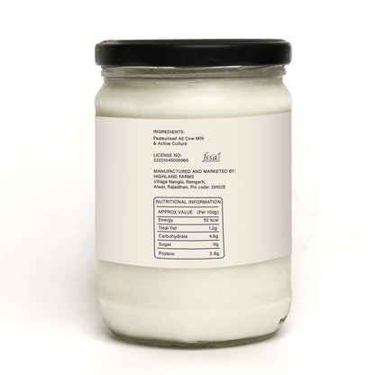 Yogurt | (Made With A2 Cow Milk) – Aravalli Grazed - Low Fat &amp;amp; No Preservatives – Highland Farms – 500gm