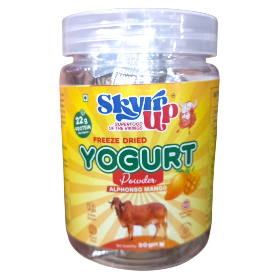 Yogurt Powder | Freeze Dried (Alphonso Mango) - Made From Cow Milk - 22gm Protein Per Serve - Skyrrup - 90gm