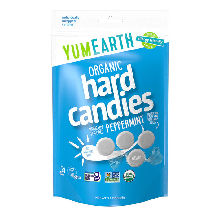 Candy | Peppermint Hard Candy - USDA Organic - Vegan, Gluten Free, Non GMO &amp; No High Fructose Corn Syrup Or No Artificial Dyes - Yum Earth - 93.6gm