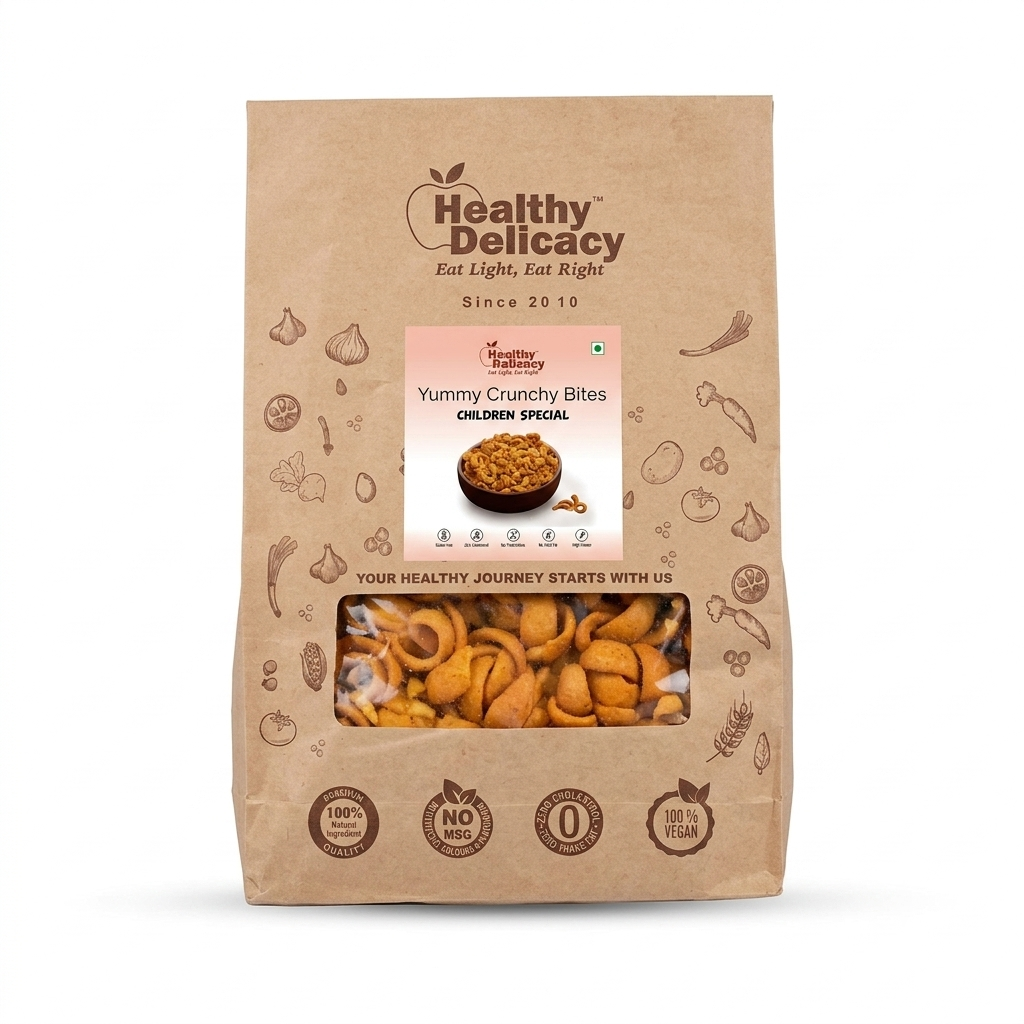 Yummy Crunchy Bites (Children Special )- Gluten Free-Zero Cholesterol-No Preservative-No Trans Fat- High Energy -100% Vegan-Baked-Healthy Delicacy-240gm