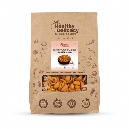 Yummy Crunchy Bites (Children Special )- Gluten Free-Zero Cholesterol-No Preservative-No Trans Fat- High Energy -100% Vegan-Baked-Healthy Delicacy-240gm