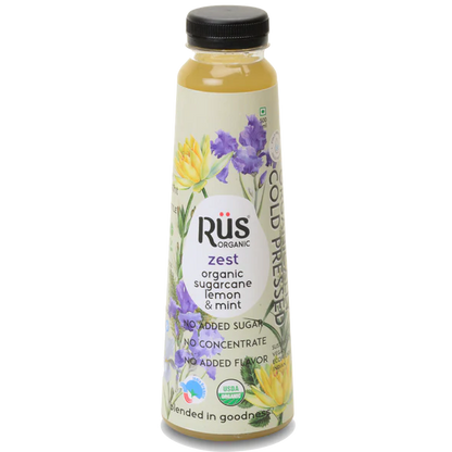 Zest – Sugarcane, Lemon &amp;amp; Mint Juice – Cold Pressed – USDA Organic - Indian - No Added Sugar - Rus Organic – 500ml