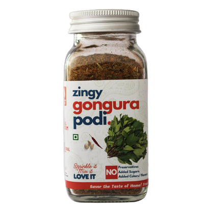 Seasoning | Zingy Gongura Podi - Spice Blends  - No Added  Flavours, Sugar, Colour  &amp; Preservatives Free  - Kitchen Koundinyasa - 75 gm