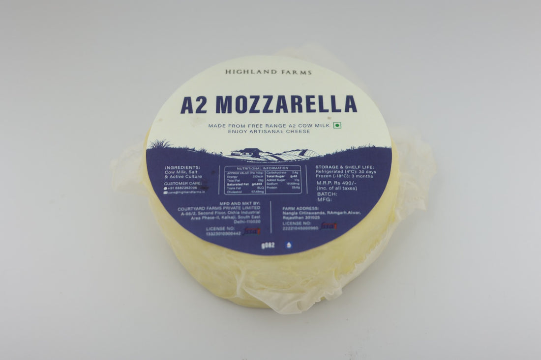 Cheese | A2 Mozzarella Cheese - Made From Free Range A2 Cow Milk - No Added Preservatives - Highland Farms - 200gm