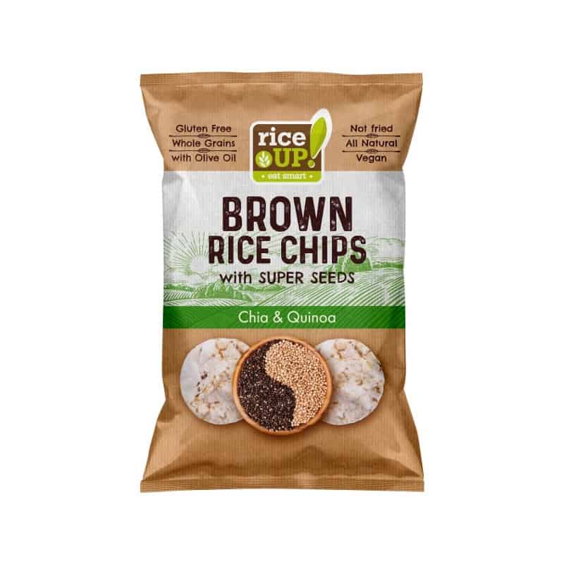 Chips | Organic Rice Chips with Super Seeds - Chia And Quinoa - Vegan, Gluten Free, Not Fried & Whole Grain With Olive Oil - RiceUp - 60gm
