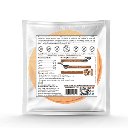 Tortilla | Almond Roti – Wrap - Vegan, Gluten Free, No Maida, Keto Friendly, Diabetic Friendly &amp; No Additives – Get Sorted – Pack Of 5