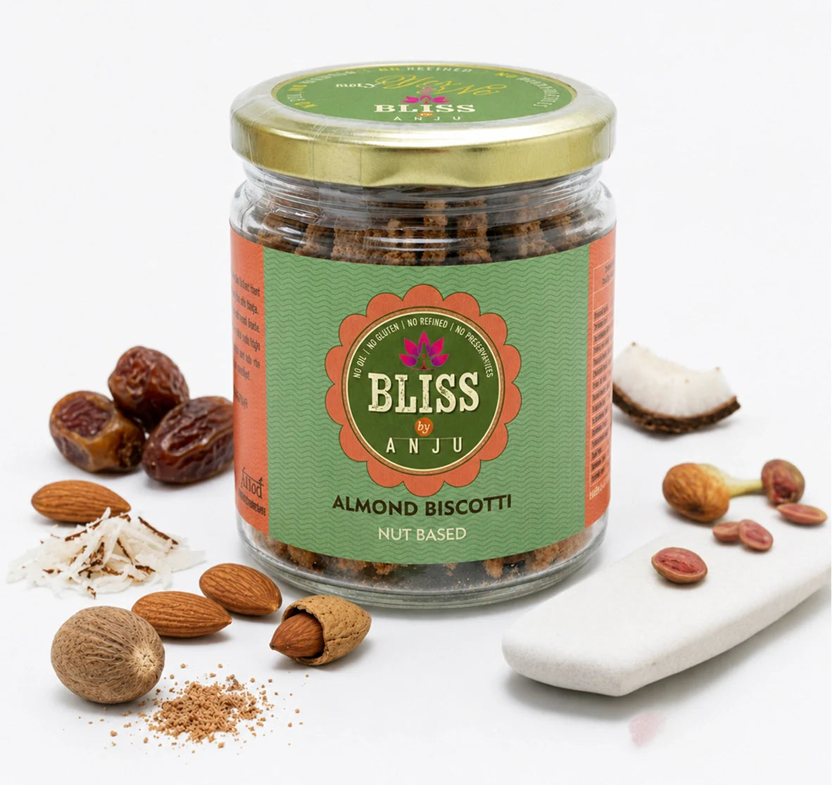 Biscotti | Almond Biscotti Nut Based-Gluten Free-No Oil, No Refined, No Preservatives – Bliss Box Foods – 200gm