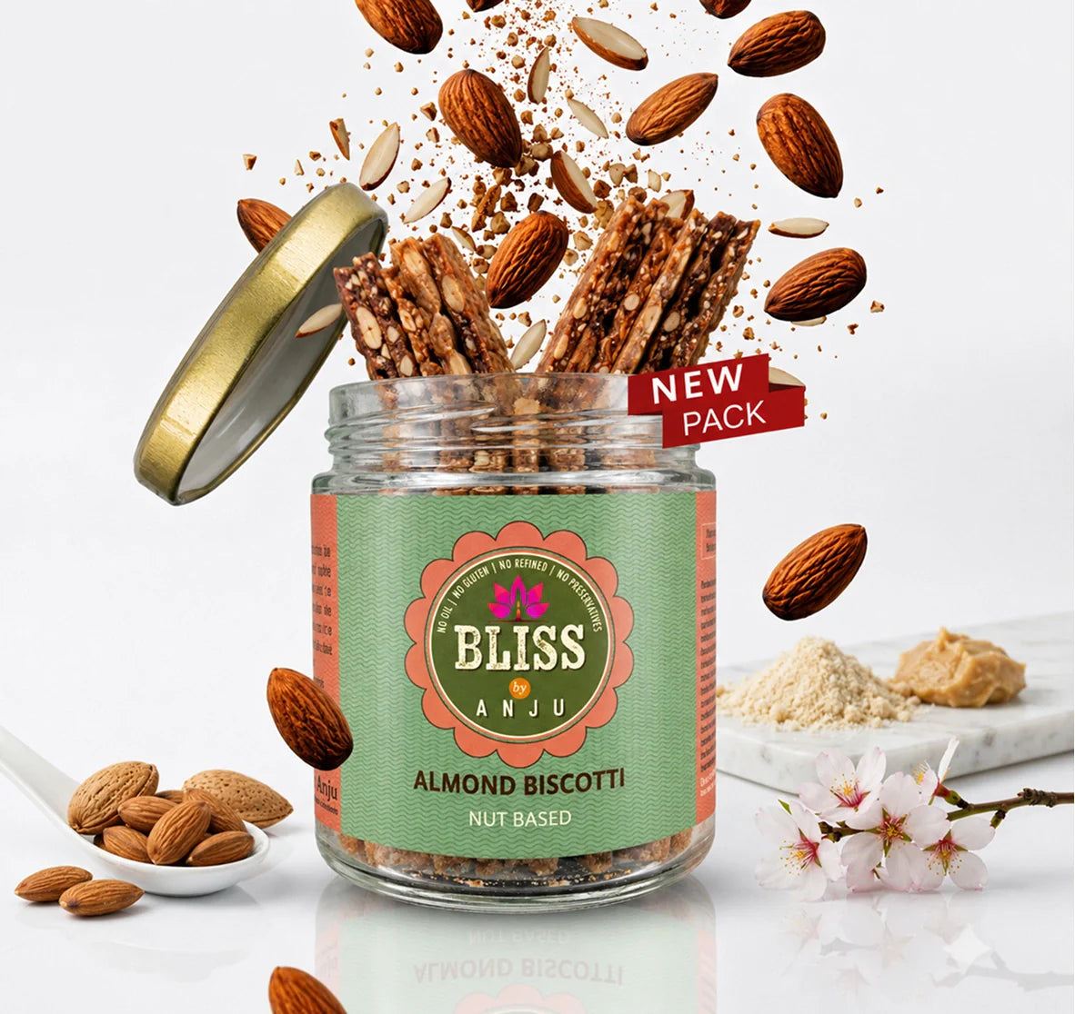 Biscotti | Almond Biscotti Nut Based-Gluten Free-No Oil, No Refined, No Preservatives – Bliss Box Foods – 200gm