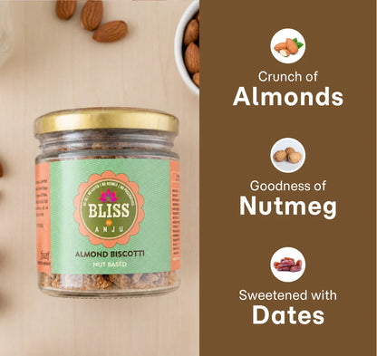 Biscotti | Almond Biscotti Nut Based-Gluten Free-No Oil, No Refined, No Preservatives – Bliss Box Foods – 200gm
