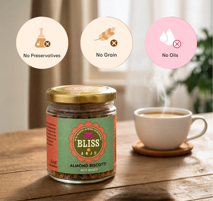 Biscotti | Almond Biscotti Nut Based-Gluten Free-No Oil, No Refined, No Preservatives – Bliss Box Foods – 200gm
