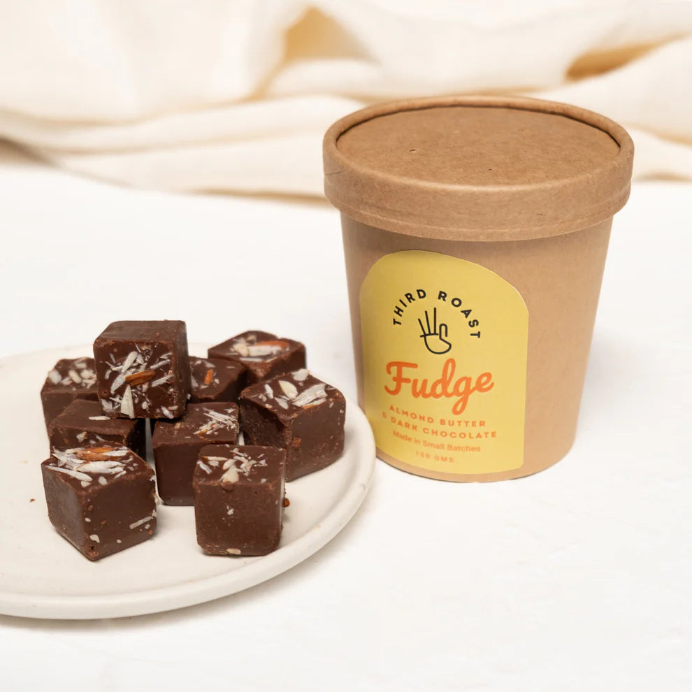 Fudge | Almond Butter &amp; Dark Chocolate Fudge - Made in Small Batches - Third Roast - 150gm