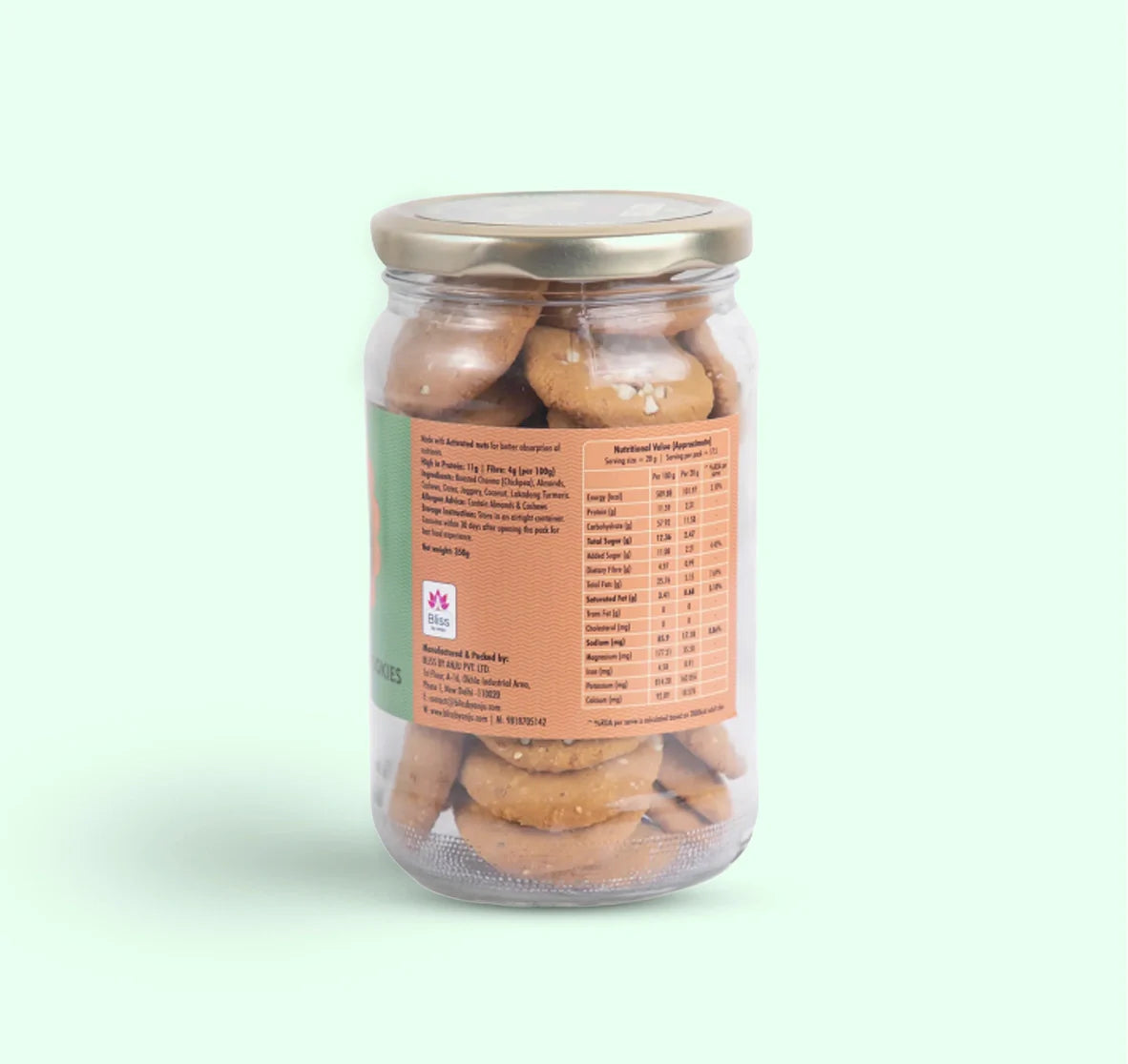 Cookies | Channa Sattu Almond Protein Cookies with Turmeric – Gluten Free - Bliss Box Foods – 350gm