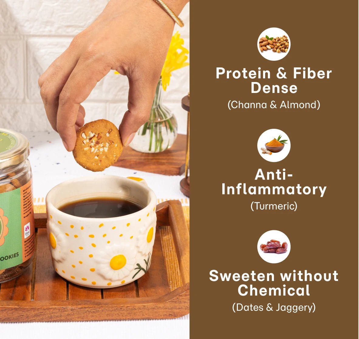 Cookies | Channa Sattu Almond Protein Cookies with Turmeric – Gluten Free - Bliss Box Foods – 350gm