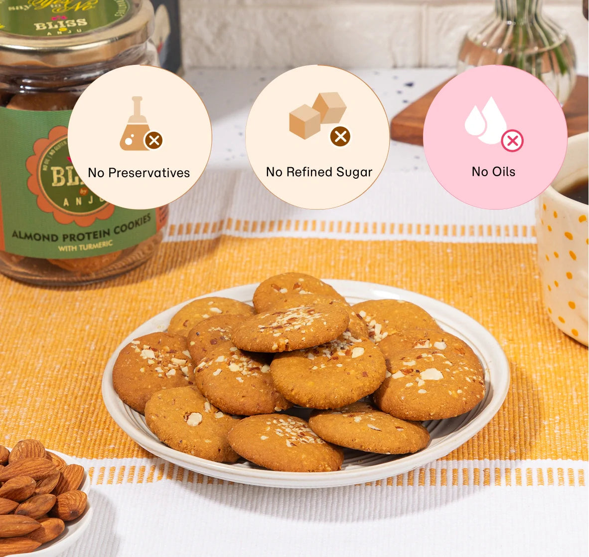 Cookies | Channa Sattu Almond Protein Cookies with Turmeric – Gluten Free - Bliss Box Foods – 350gm