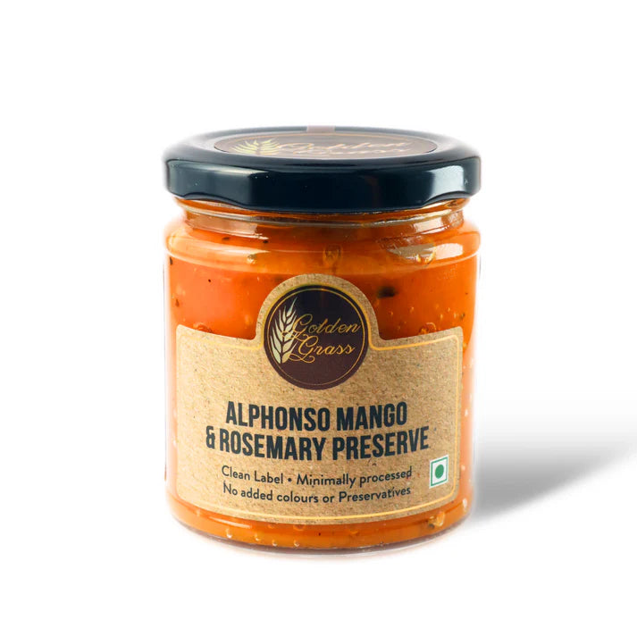 Preserve | Alphonso Mango & Rosemary Preserve (Home Made With Probiotic Goodness) – 100% Natural - No Added Colour & No Added Preservatives – Golden Grass – 200gm