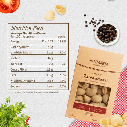 Pasta | Lumaconi Hard Durum Wheat Pasta - Organic - Italy - Anmara – 500gm