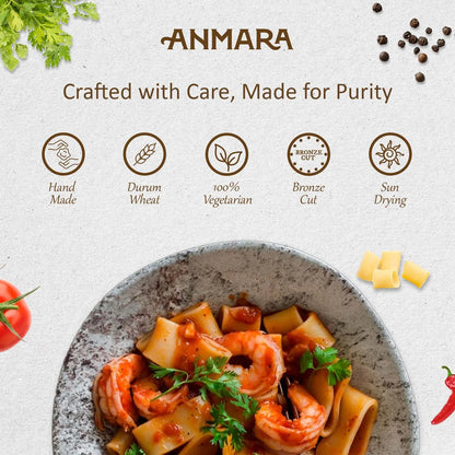 Pasta | Paccheri Rigate Pasta- Organic Artisanal Premium Ridged Hard Durum Wheat Pasta - Anmara - 500gm