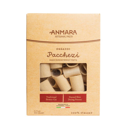 Pasta | Paccheri Rigate Pasta- Organic Artisanal Premium Ridged Hard Durum Wheat Pasta - Anmara - 500gm