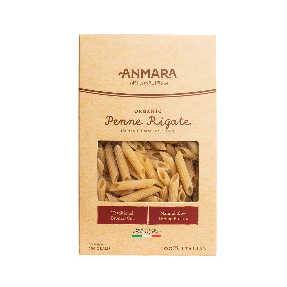 Pasta | Penne Rigate (Hard Durum Wheat Pasta) - 100% Italian - Anmara – 500gm