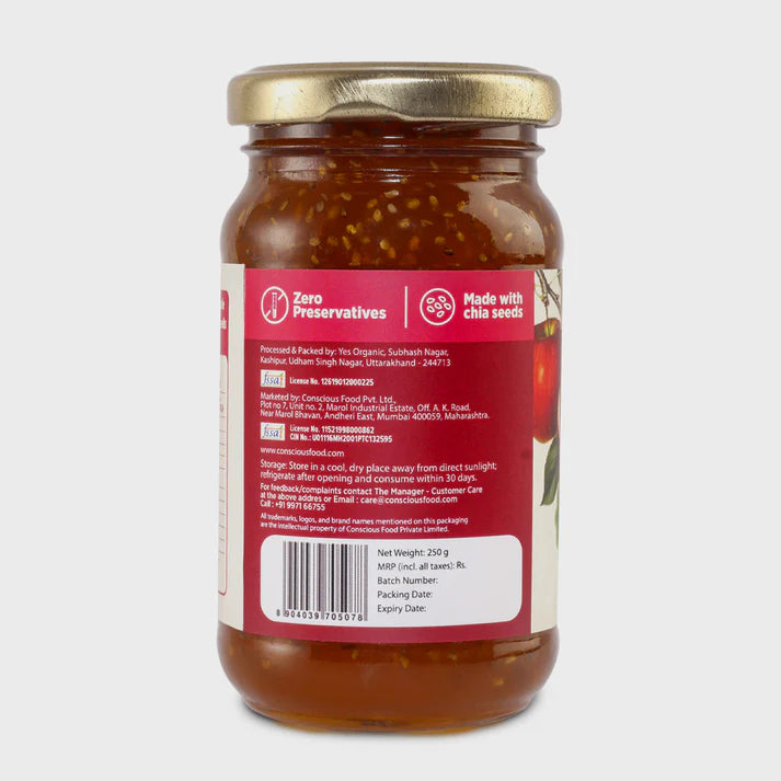 Jam | Apple Honey Jam - 100% Real Fruits -  No Preservatives &amp; No Added Refined Sugar - Conscious Food - 250gm