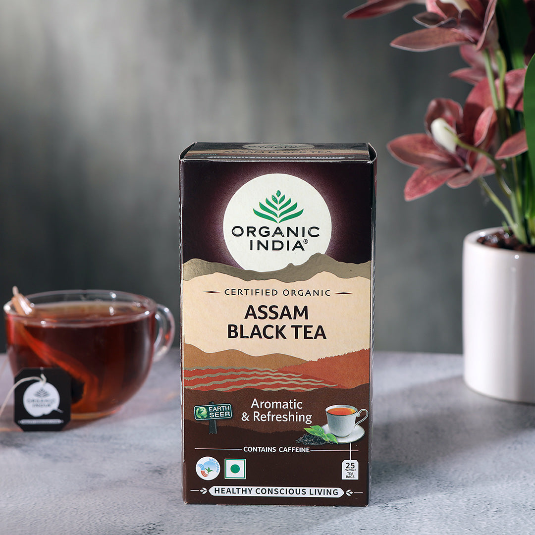 Tea | Assam Black Tea - Certified Organic - Aromatic &amp; Refreshing - Organic India - 25 Tea Bags