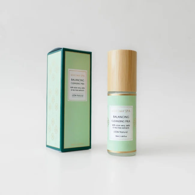 Balancing Cleansing Milk (With Aloe Vera, Amla &amp; Tea Tree Extract)-Cream cleanser, balancing, gentle daily cleanse, non-stripping Oily Skin - Vegan - Palm Oil Free, Cruelty Free - Maroma - 50ml