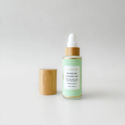 Balancing Cleansing Milk (With Aloe Vera, Amla &amp; Tea Tree Extract)-Cream cleanser, balancing, gentle daily cleanse, non-stripping Oily Skin - Vegan - Palm Oil Free, Cruelty Free - Maroma - 50ml