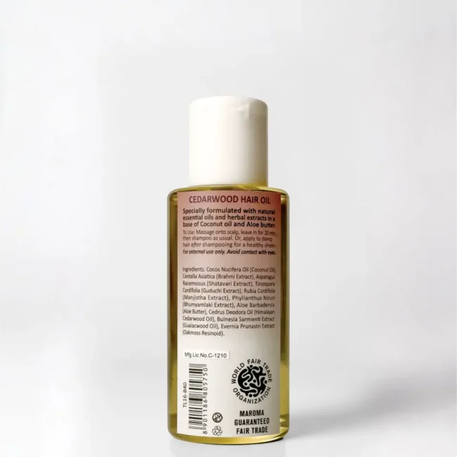 Hair Oil | Cedarwood Hair Oil with Aloe Butter and Brahmi Extract - Natural Oil Blend,  Vegan -Scalp Health, Hair Strengthening-Frizz Control, Dandruff - Maroma - 100ml