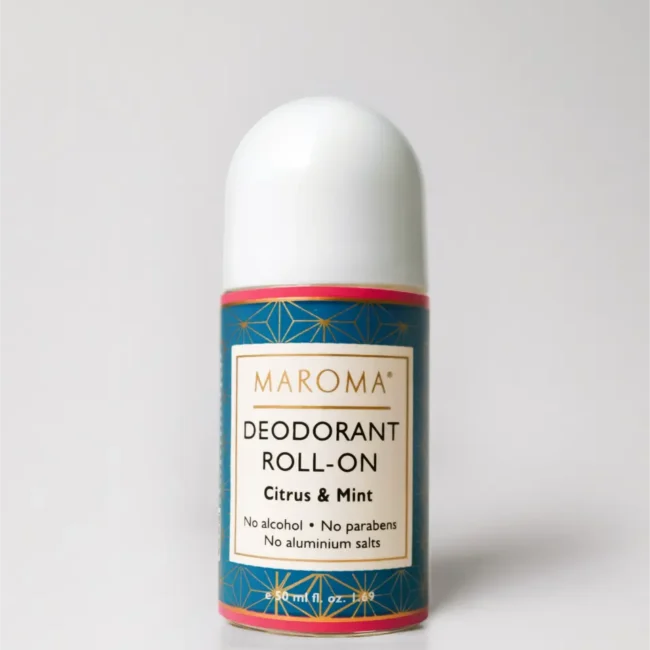Roll On | Citrus &amp; Mint Deodorant - Vegan -Tired or Stressed Skin -No Alcohol, No Parabens, No Aluminium Salts - Maroma - 50ml