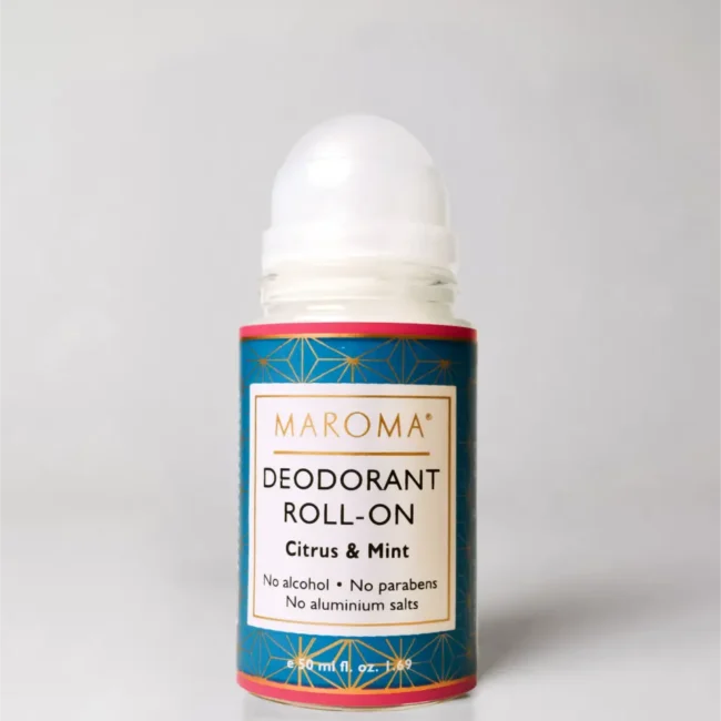 Roll On | Citrus &amp; Mint Deodorant - Vegan -Tired or Stressed Skin -No Alcohol, No Parabens, No Aluminium Salts - Maroma - 50ml