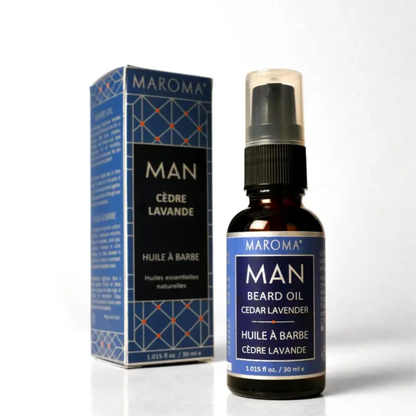 Beard Oil | Cedar Lavender Men’s Beard Oil-Natural Essential Oil- 100% vegan -Softens Beard, Revives Skin, Fresh Resin-Citrus Blend- Maroma - 30ml