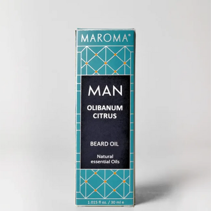 Beard Oil | Olibanum Citrus Men’s Beard Oil-Natural Essential Oil- 100% vegan -Softens Beard, Revives Skin, Fresh Resin-Citrus Blend- Maroma - 30ml