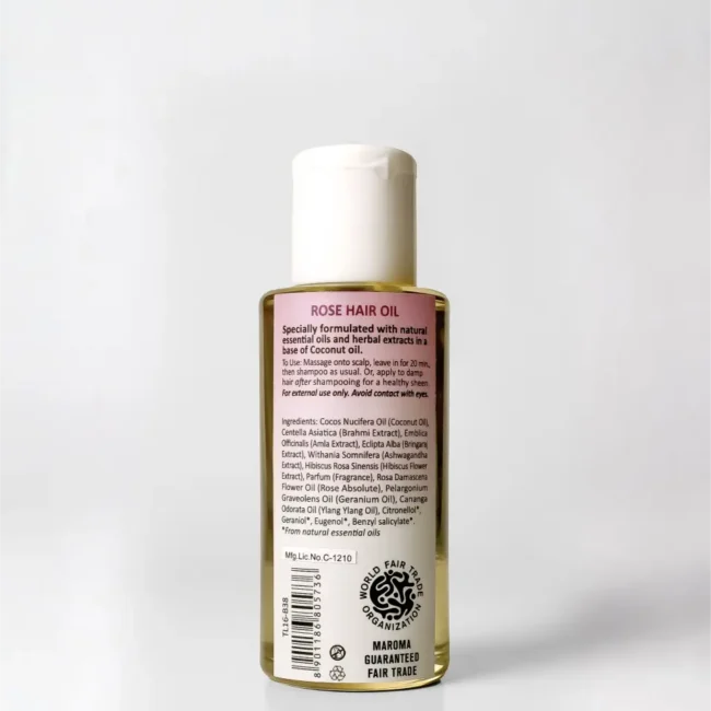 Hair Oil | Rose Hair Oil with Restoring Amla Extract and Hibiscus Flower Extract - Natural Oil Blend,  Vegan -Restores hair, Softens texture, Floral scent-Dehydrated Hair, Frizz Control, Hair Strengthening - Growth, Shine  - Maroma - 100ml